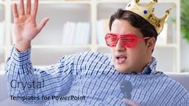  Presentation with funny retirement - PPT theme enhanced with funny-man-singing-songs background and a light blue colored foreground