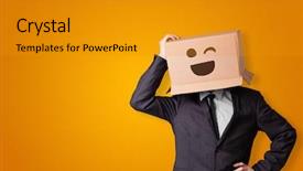  Presentation with skin anatomy face and head - Presentation theme with funny man wearing cardboard box background and a  colored foreground