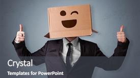  Presentation with skin anatomy face and head - Cool new slide deck with funny man wearing cardboard box backdrop and a gray colored foreground