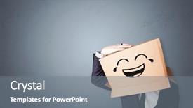  Presentation with cardboard - Slide deck enhanced with funny man wearing cardboard box background and a gray colored foreground