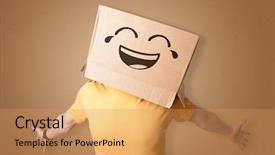  Presentation with skin anatomy face and head - Presentation enhanced with funny man wearing cardboard box background and a yellow colored foreground