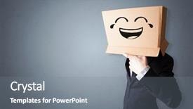  Presentation with funny cartoon - Audience pleasing slide set consisting of funny man wearing cardboard box backdrop and a gray colored foreground