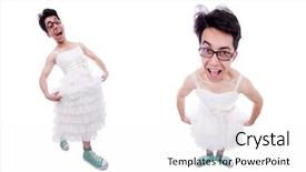  Presentation with ceremony - Presentation with funny man wearing in woman background and a white colored foreground