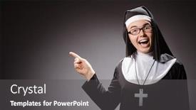  Presentation with nun - Slide set consisting of funny man wearing nun clothing background and a dark gray colored foreground