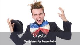  Presentation with fixing his black bow tie - Colorful slide set enhanced with funny man with giant bow tie backdrop and a dark gray colored foreground