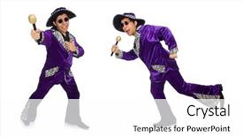  Presentation with microphone and synthesizer on concert - Amazing PPT layouts having parody - funny man with microphone isolated backdrop and a  colored foreground