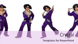  Presentation with microphone - Audience pleasing PPT theme consisting of parody - funny man with microphone isolated backdrop and a  colored foreground