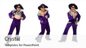  Presentation with microphone - Amazing PPT theme having parody - funny man with microphone isolated backdrop and a white colored foreground