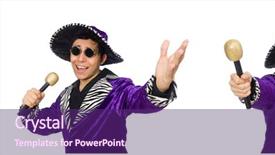  Presentation with monarch butterfly isolated on white - Presentation theme consisting of parody - funny man with microphone isolated background and a violet colored foreground