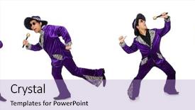  Presentation with microphone - Cool new PPT theme with parody - funny man with microphone isolated backdrop and a light blue colored foreground