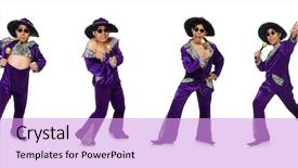  Presentation with scroll paper isolated on white - Amazing PPT theme having parody - funny man with microphone isolated backdrop and a lilac colored foreground