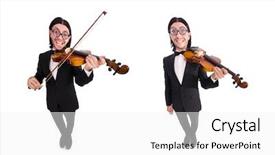  Presentation with music instrument - Amazing PPT layouts having funny man with music instrument backdrop and a  colored foreground