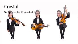 Presentation with music instrument - Theme enhanced with funny man with music instrument background and a  colored foreground