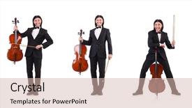  Presentation with music instrument - Beautiful PPT theme featuring funny man with music instrument backdrop and a soft green colored foreground