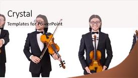  Presentation with music instrument - Colorful PPT theme enhanced with funny man with music instrument backdrop and a lemonade colored foreground