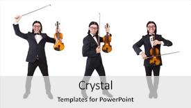  Presentation with music instrument - Audience pleasing slide deck consisting of funny man with music instrument backdrop and a light gray colored foreground