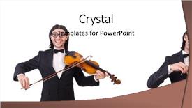  Presentation with music instrument - Colorful PPT layouts enhanced with funny man with music instrument backdrop and a  colored foreground