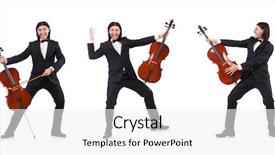  Presentation with music instrument - Presentation theme with funny man with music instrument background and a white colored foreground