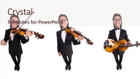  Presentation with music instrument - Presentation theme enhanced with funny man with music instrument background and a lemonade colored foreground