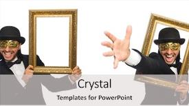  Presentation with white gold picture of wedding - Slide deck consisting of funny man with picture frame background and a light gray colored foreground