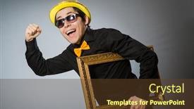  Presentation with picture frame - Slide set with funny man with picture frame background and a tawny brown colored foreground