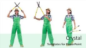  Presentation with octopus on isolated white - Presentation theme enhanced with funny man with shears isolated background and a seafoam green colored foreground