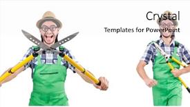  Presentation with history earth globe isolated white - PPT theme featuring funny man with shears isolated background and a white colored foreground