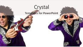  Presentation with music man in suit guitar - Beautiful PPT theme featuring funny man with small guitar backdrop and a  colored foreground