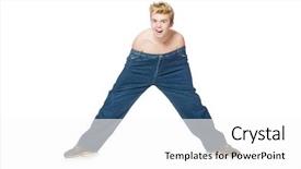  Presentation with trousers - PPT theme with funny man with trousers isolated on white background and a white colored foreground