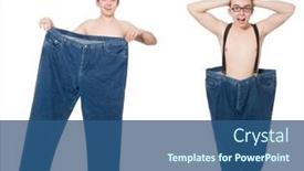  Trousers PPT template - Amazing PPT layouts having funny-man-with-trousers-isolated and a ocean colored foreground