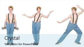  Presentation with trousers - Presentation theme having funny man with trousers isolated on white background and a light blue colored foreground