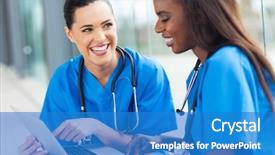  Presentation with nurses - Audience pleasing presentation theme consisting of koh tao paradise island for backdrop and a light blue colored foreground