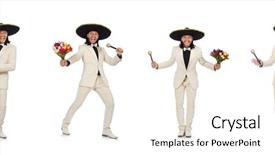  Presentation with white flowers - Presentation theme with funny mexican in suit holding background and a  colored foreground