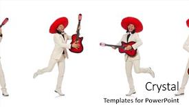  Presentation with suit guitar - Audience pleasing theme consisting of funny mexican in suit holding backdrop and a  colored foreground