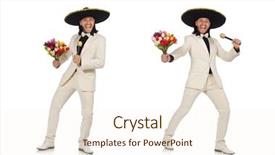 Presentation with white flowers - PPT layouts featuring funny mexican in suit holding background and a  colored foreground