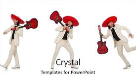  Presentation with suit guitar - Slides having funny mexican in suit holding background and a cream colored foreground