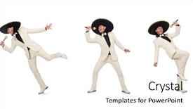  Presentation with mexican vacations - Audience pleasing slide set consisting of funny mexican in suit holding backdrop and a cream colored foreground