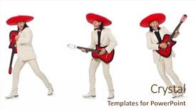  Presentation with suit guitar - PPT theme consisting of funny mexican in suit holding background and a cream colored foreground