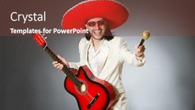  Presentation with suit guitar - Slides with funny mexican in suit holding guitar against gray background and a tawny brown colored foreground