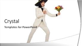  Presentation with hand holding flowers - Amazing slide deck having funny mexican in suit holding backdrop and a  colored foreground