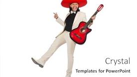  Presentation with suit guitar - Slide set with funny-mexican-in-suit-holding background and a white colored foreground