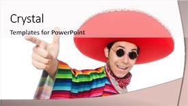  Presentation with mexican - Colorful presentation design enhanced with funny mexican wearing poncho isolated on white backdrop and a white colored foreground