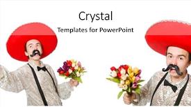  Presentation with mexican cooking - Slide deck with funny mexican with sombrero hat background and a  colored foreground