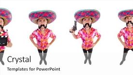  Presentation with mexican - Beautiful presentation theme featuring funny mexican with sombrero hat backdrop and a white colored foreground