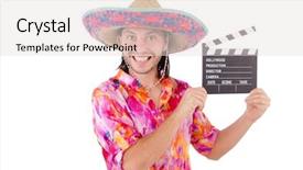  Presentation with mexican hats - Slides featuring funny mexican with sombrero hat background and a  colored foreground