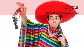  Presentation with weapon - Audience pleasing slide deck consisting of funny mexican with weapon isolated on white backdrop and a red colored foreground