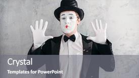  Presentation with actor - Beautiful slide deck featuring performer day - funny mime actor with makeup backdrop and a gray colored foreground