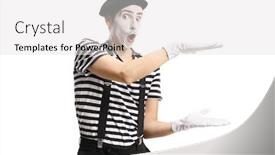  Presentation with funny - Presentation theme featuring funny-mimic-showing-an-invisible background and a light gray colored foreground