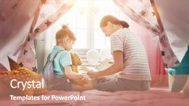  Presentation with loving mom - Slide deck consisting of funny mom and lovely child background and a coral colored foreground