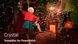  Presentation with next year - Colorful slide set enhanced with funny-naughty-girl-holding backdrop and a wine colored foreground